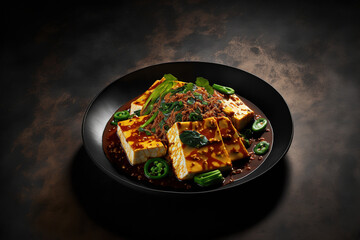 Ma Po Tofu, chinese cuisine popular dish. AI - obrazy, fototapety, plakaty