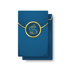 Chinese reward. Blue paper pack. Envelope vector. Happy Chinese new year. Happy chinese new year greeting card 2023 little rabbit bunny year of the rabbit zodiac.