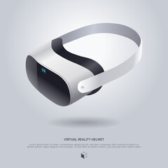 Realistic 3d VR Headset illustration. Vector Virtual Reality technology digital glasses poster template. Innovation device.