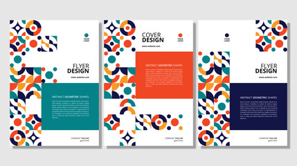 Abstract flat geometric shapes cover design