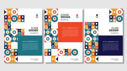Abstract flat geometric shapes cover design