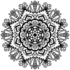Black and white mandala pattern for coloring book or background decoration. Vector seamless floral pattern design.