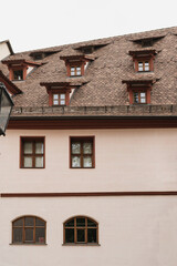 Traditional European old town building. Old historic architecture in Nuremberg, Germany