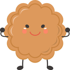 Chinese Oriental Mid-Autumn Festival Mooncake Cartoon Characters and Mascots, Vector Illustration Comic Cartoon