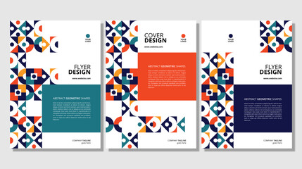 Abstract flat geometric shapes cover design