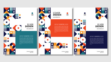 Abstract flat geometric shapes cover design