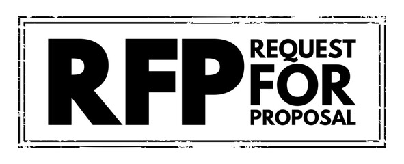 RFP Request For Proposal - document that solicits proposal and made through a bidding process, acronym text stamp concept background - obrazy, fototapety, plakaty