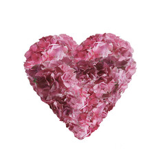 Isolated of floral heart made witn pink flowers