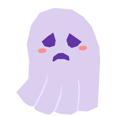 Worried ghost vector illustration in flat color design