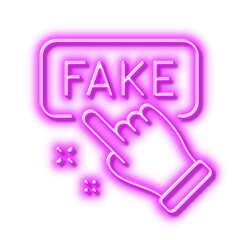 Fake information line icon. Propaganda conspiracy sign. Neon light effect outline icon.