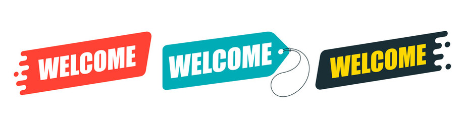 Welcome banner design. Emblem with text Welcome.
