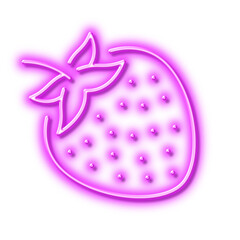 Strawberry line icon. Fruit food sign. Neon light effect outline icon.