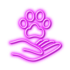 Pets care line icon. Veterinary clinic sign. Neon light effect outline icon.