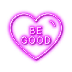 Be good line icon. Sweet heart sign. Valentine day love. Neon light effect outline icon.