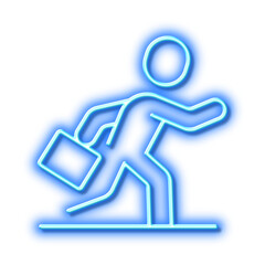 Businessman run line icon. Person running sign. Neon light effect outline icon.