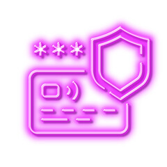 Payment protection line icon. Credit card secure sign. Neon light effect outline icon.