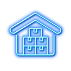 Wholesale goods line icon. Warehouse boxes sign. Neon light effect outline icon.