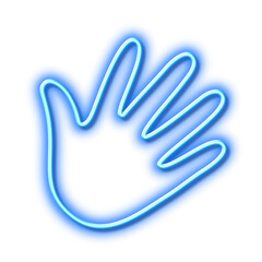 Hand wave line icon. Palm sign. Neon light effect outline icon.