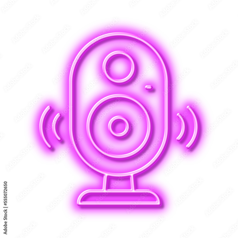 Aufkleber speaker line icon. computer component sign. sound symbol. neon light effect outline icon.