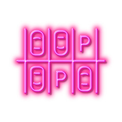 Parking place line icon. Car park sign. Neon light effect outline icon.