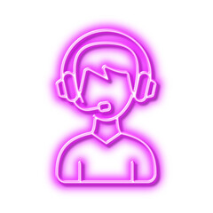Consultant service line icon. Call center sign. Neon light effect outline icon.