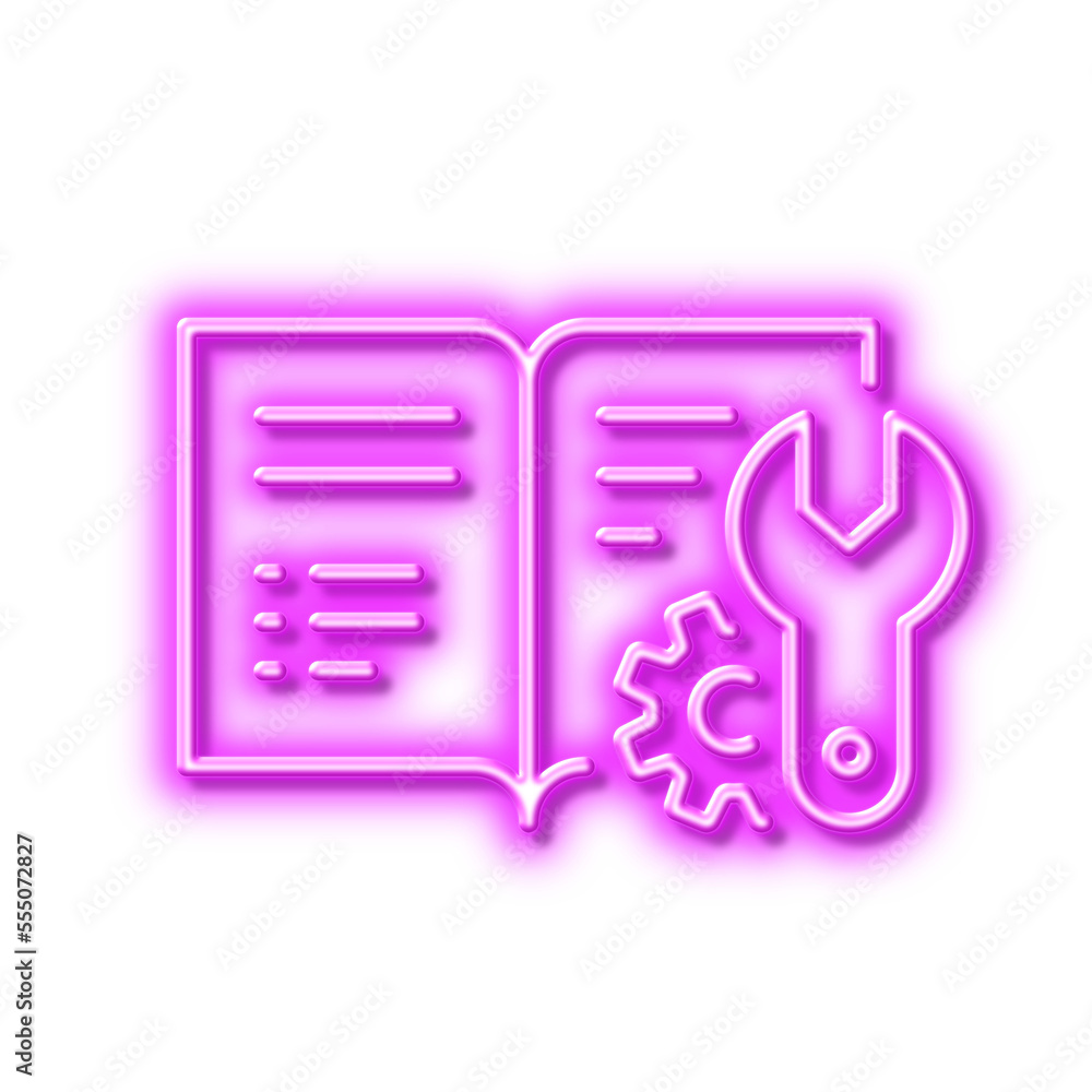 Poster engineering documentation line icon. technical instruction sign. neon light effect outline icon.
