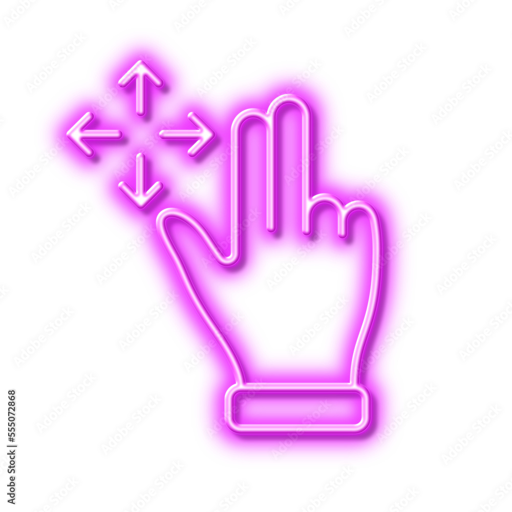 Poster move gesture line icon. slide arrow sign. swipe action. neon light effect outline icon.