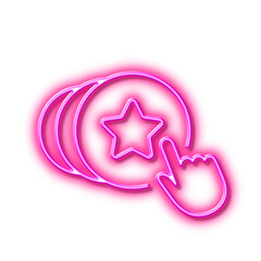 Hold heart line icon. Friends love sign. Brand ambassador hand. Neon light effect outline icon.