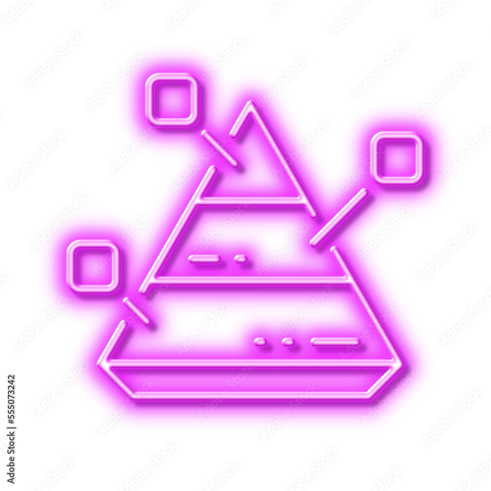 Poster pyramid chart line icon. analytics graph sign. neon light effect outline icon.