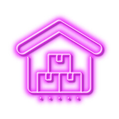 Storage line icon. Goods warehouse sign. Neon light effect outline icon.