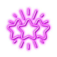 Star line icon. Feedback rating sign. Neon light effect outline icon.