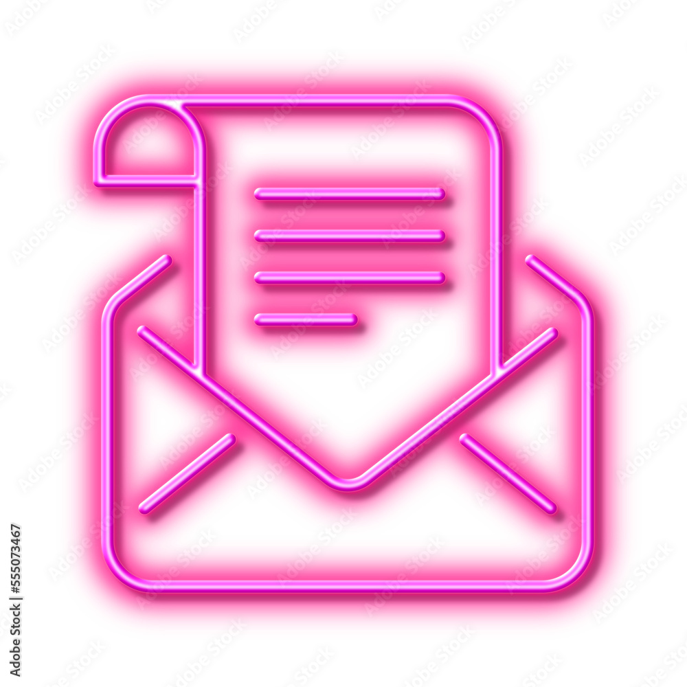 Poster mail newsletter line icon. read message correspondence sign. neon light effect outline icon.