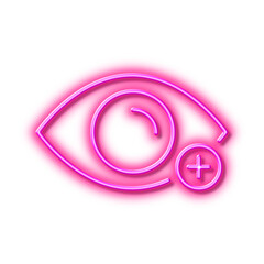 Farsightedness line icon. Eye diopter sign. Optometry vision. Neon light effect outline icon.