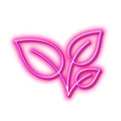 Leaves line icon. Grow plant leaf sign. Neon light effect outline icon.