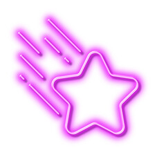 Falling star line icon. Night sign. Neon light effect outline icon.
