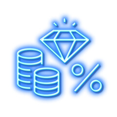Money tax line icon. Jewelry tax rate sign. Neon light effect outline icon.