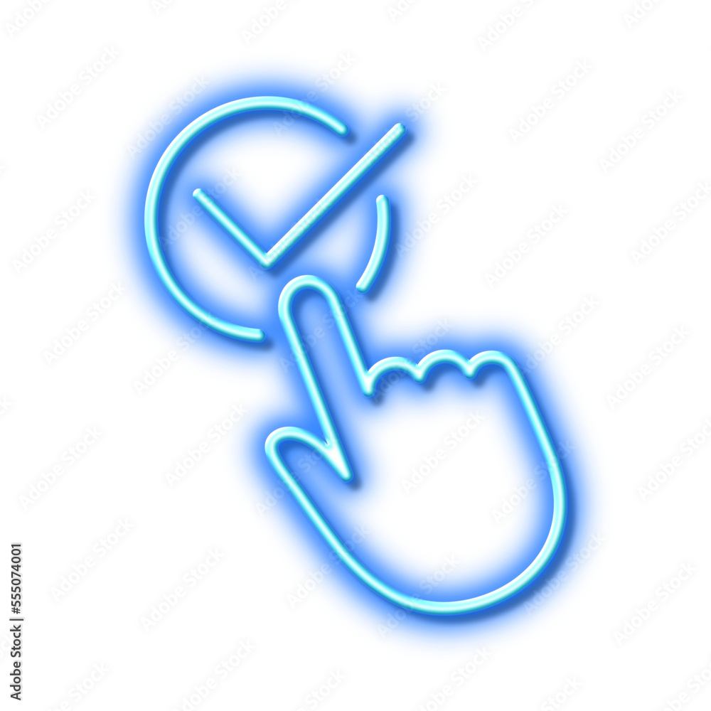 Poster checkbox line icon. accepted or confirmed sign. neon light effect outline icon.