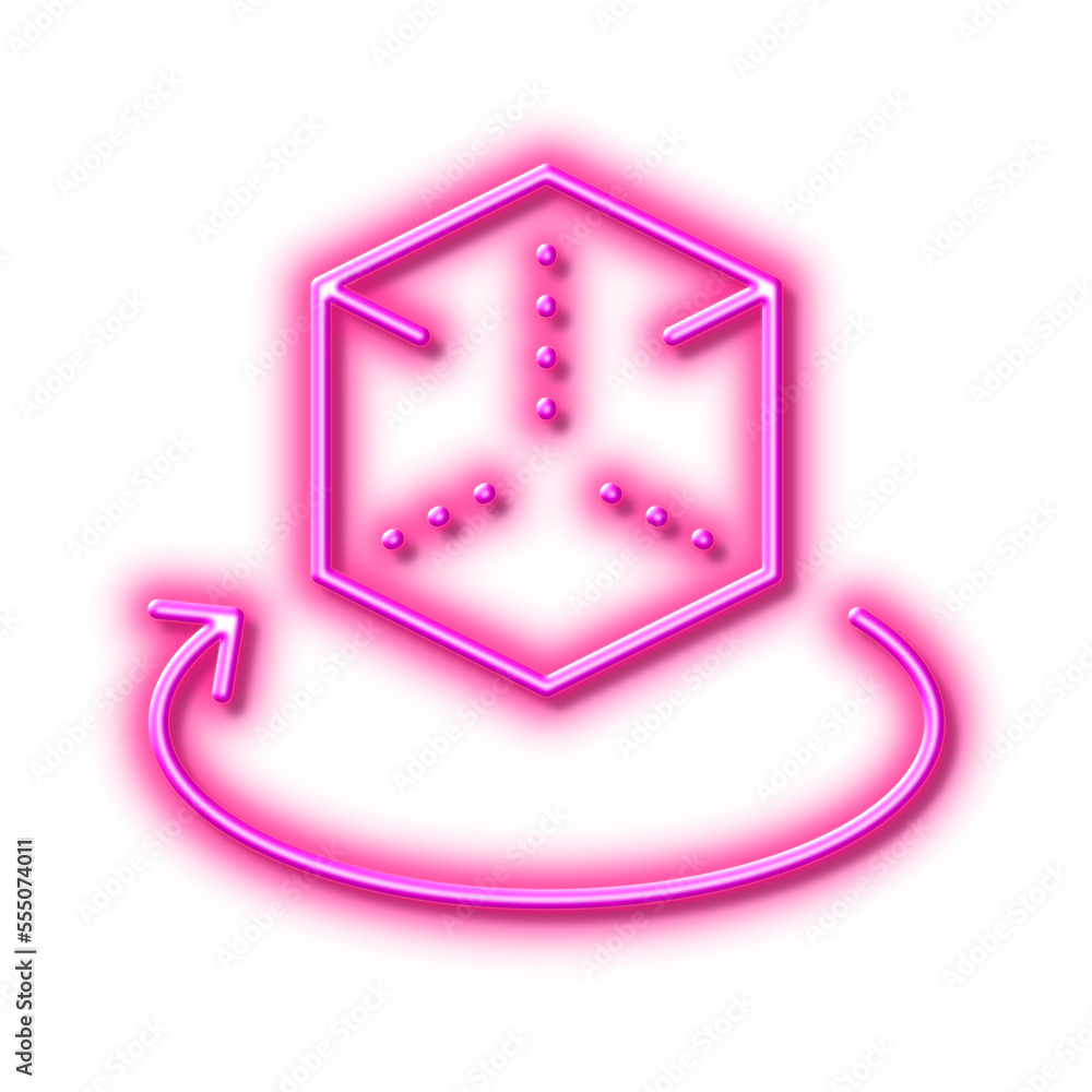 Poster augmented reality line icon. vr simulation sign. 3d cube. neon light effect outline icon.