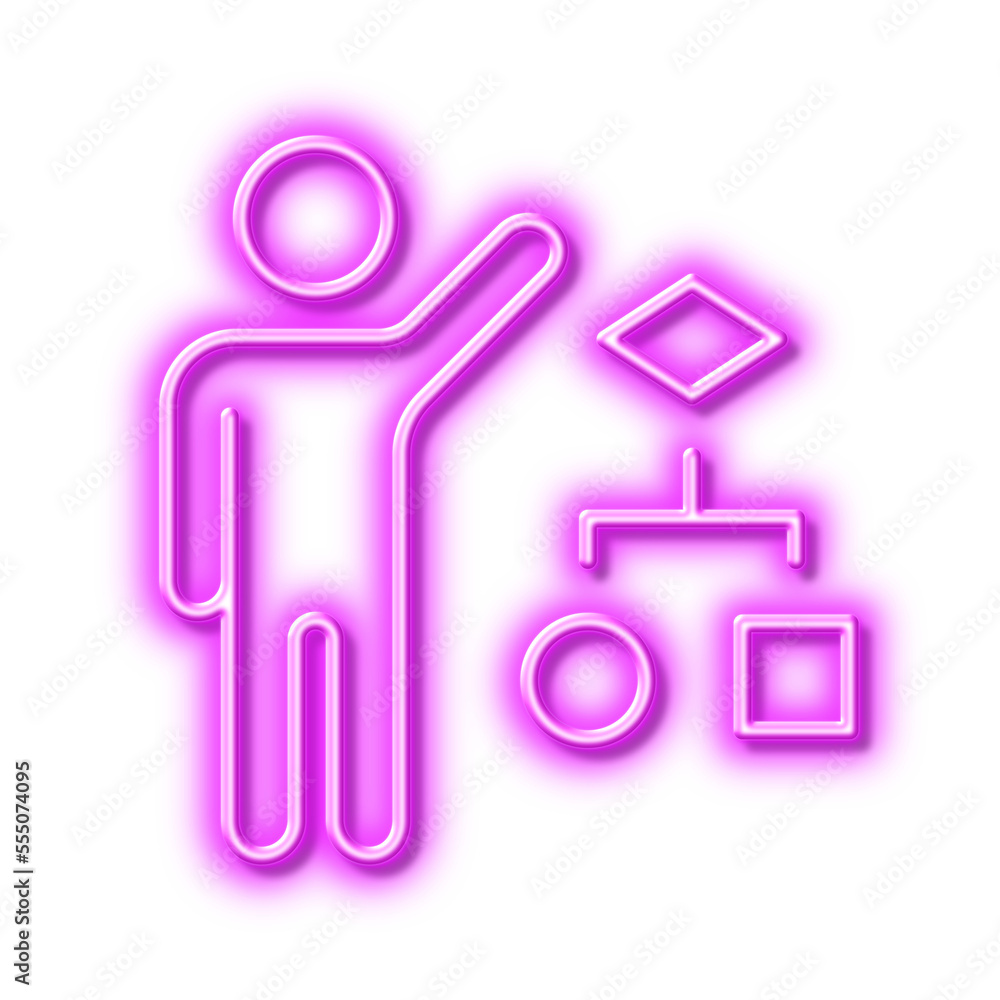 Poster algorithm line icon. business management sign. neon light effect outline icon.