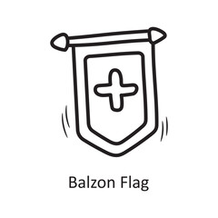 Balzon Flag Vector Outline Icon Design illustration. Medieval Symbol on White background EPS 10 File