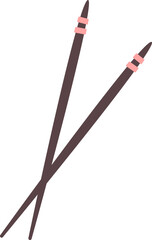 Wooden chopsticks flat icon Asian food utensil