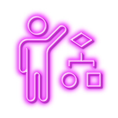 Algorithm line icon. Business management sign. Neon light effect outline icon.