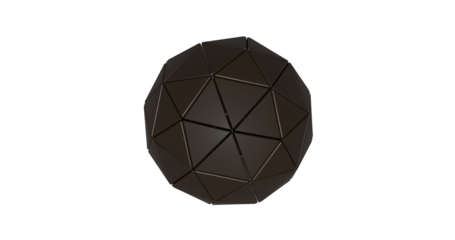 isolate Metal Sphere futuristic design element, 3D image. round growths convex. black matte carbon texture. hexagon