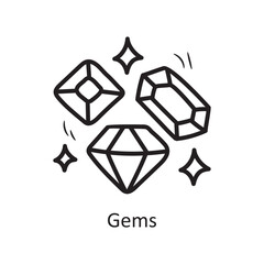 Gems Vector Outline Icon Design illustration. Medieval Symbol on White background EPS 10 File
