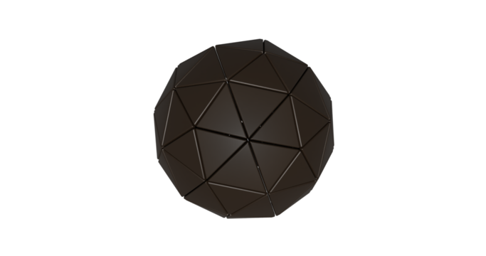 isolate Metal Sphere futuristic design element, 3D image. round growths convex. black matte carbon texture. hexagon
