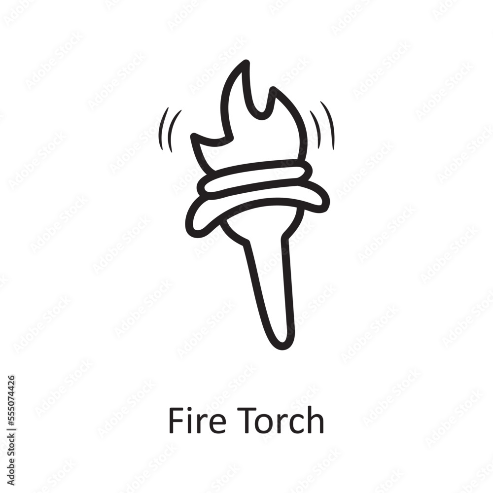Poster fire torch vector outline icon design illustration. medieval symbol on white background eps 10 file