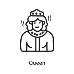 Queen Vector Outline Icon Design illustration. Medieval Symbol on White background EPS 10 File