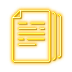Copy documents line icon. Doc file duplicates sign. Neon light effect outline icon.