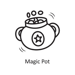 Obraz premium Magic Pot Vector Outline Icon Design illustration. Medieval Symbol on White background EPS 10 File