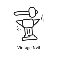 Vintage Nvil Vector Outline Icon Design illustration. Medieval Symbol on White background EPS 10 File